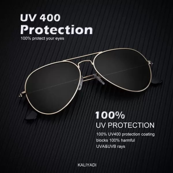 KALIYADI Classic Aviator Sunglasses for Men Women Driving Sun glasses Polarized Lens UV BlockingF 3 Pack Golden BlackSilvery BlackNight Vision