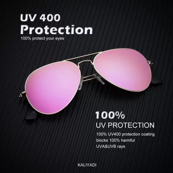 KALIYADI Classic Aviator Sunglasses for Men Women Driving Sun glasses Polarized Lens UV BlockingF 3 Pack PinkPurple PinkLight Pink