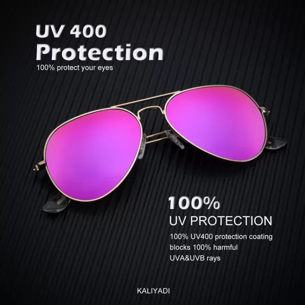 KALIYADI Classic Aviator Sunglasses for Men Women Driving Sun glasses Polarized Lens UV BlockingF 3 Pack PinkPurple PinkLight Pink