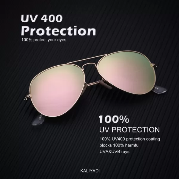 KALIYADI Classic Aviator Sunglasses for Men Women Driving Sun glasses Polarized Lens UV BlockingF 3 PackbluePinkBrown