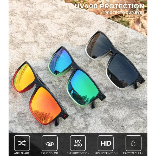 KALIYADI Polarized Sunglasses for Men Lightweight Sun Glasses with UV Protection for Driving Fishing Golf3 Pack Black Clear  BlackBlack Green  GreenBlack Red  Red