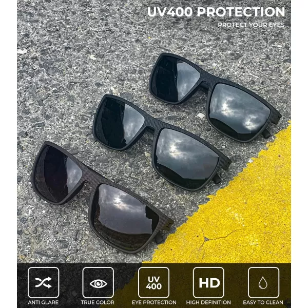 KALIYADI Polarized Sunglasses for Men Lightweight Sun Glasses with UV Protection for Driving Fishing Golf3 Pack BlackBlackBrown