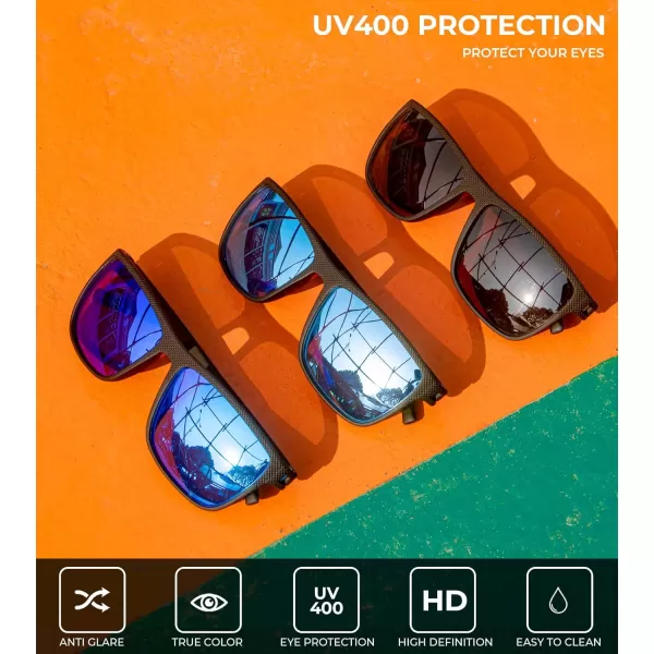 KALIYADI Polarized Sunglasses for Men Lightweight Sun Glasses with UV Protection for Driving Fishing Golf3 Pack BlackIce BlueDark Blue