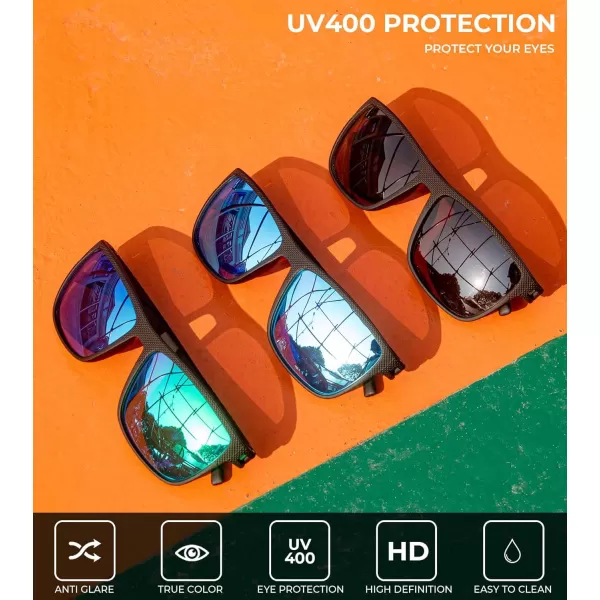KALIYADI Polarized Sunglasses for Men Lightweight Sun Glasses with UV Protection for Driving Fishing Golf3 Pack BlackIce BlueGreen