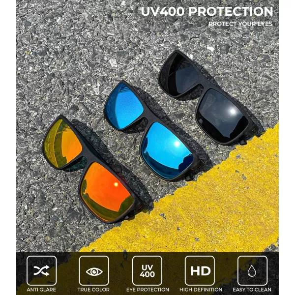 KALIYADI Polarized Sunglasses for Men Lightweight Sun Glasses with UV Protection for Driving Fishing Golf3 Pack BlackIce BlueRed