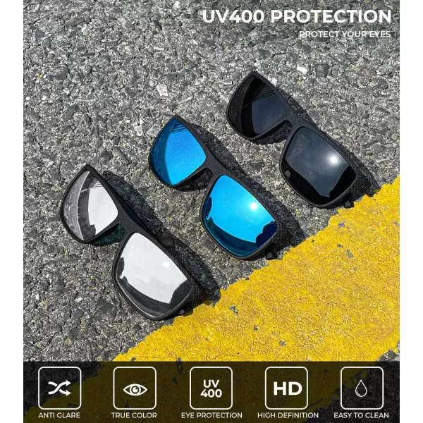 KALIYADI Polarized Sunglasses for Men Lightweight Sun Glasses with UV Protection for Driving Fishing Golf3 Pack BlackIce BlueSilvery
