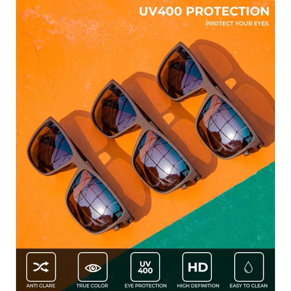 KALIYADI Polarized Sunglasses for Men Lightweight Sun Glasses with UV Protection for Driving Fishing Golf3 Pack BrownBrownBrown