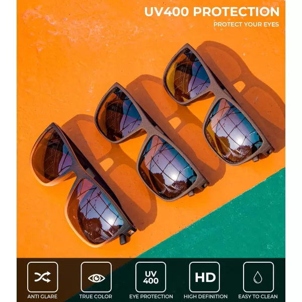 KALIYADI Polarized Sunglasses for Men Lightweight Sun Glasses with UV Protection for Driving Fishing Golf3 Pack BrownGradient BrownBrown