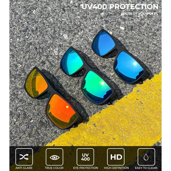 KALIYADI Polarized Sunglasses for Men Lightweight Sun Glasses with UV Protection for Driving Fishing Golf3 Pack Dark BlueGreenRed