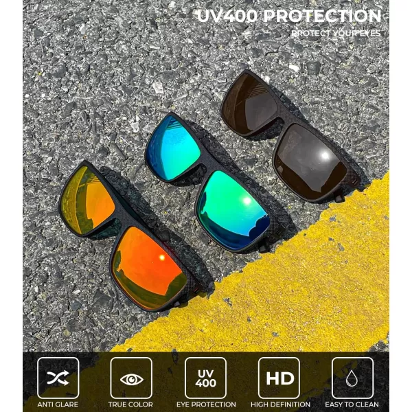 KALIYADI Polarized Sunglasses for Men Lightweight Sun Glasses with UV Protection for Driving Fishing Golf3 Pack GreenRedBrown