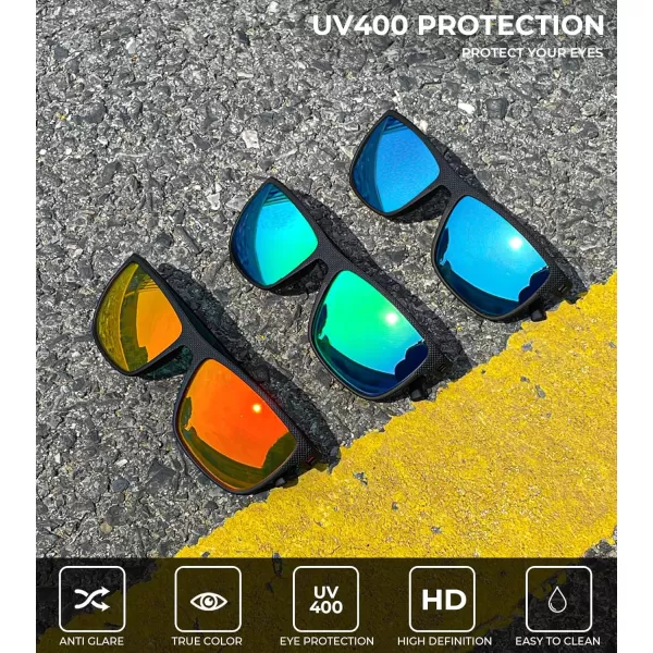 KALIYADI Polarized Sunglasses for Men Lightweight Sun Glasses with UV Protection for Driving Fishing Golf3 Pack Ice BlueGreenRed