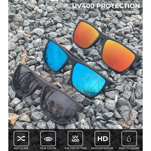 KALIYADI Polarized Sunglasses for Men Lightweight Sun Glasses with UV Protection for Driving Fishing Golf3 Pack Ice BlueRedBrown
