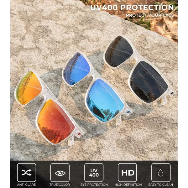 KALIYADI Polarized Sunglasses for Men Lightweight Sun Glasses with UV Protection for Driving Fishing Golf3 Pack X Frame Crystal  Lens BlackIce BlueRed