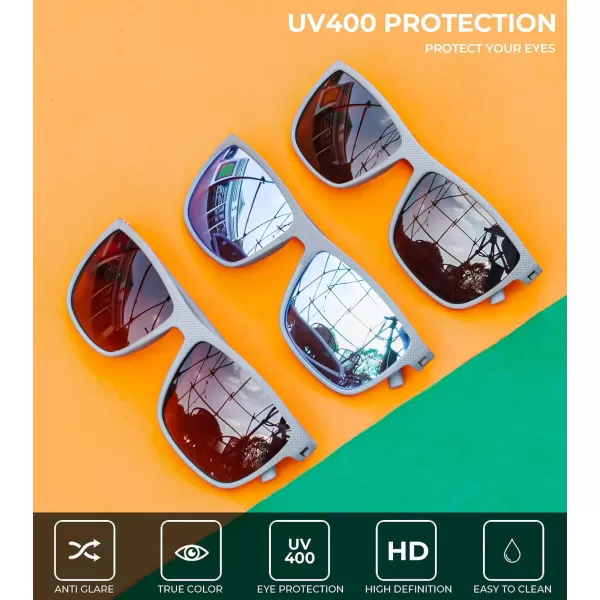 KALIYADI Polarized Sunglasses for Men Lightweight Sun Glasses with UV Protection for Driving Fishing Golf3 Pack Z Frame Greylens BlackIce BlueGradual Brown
