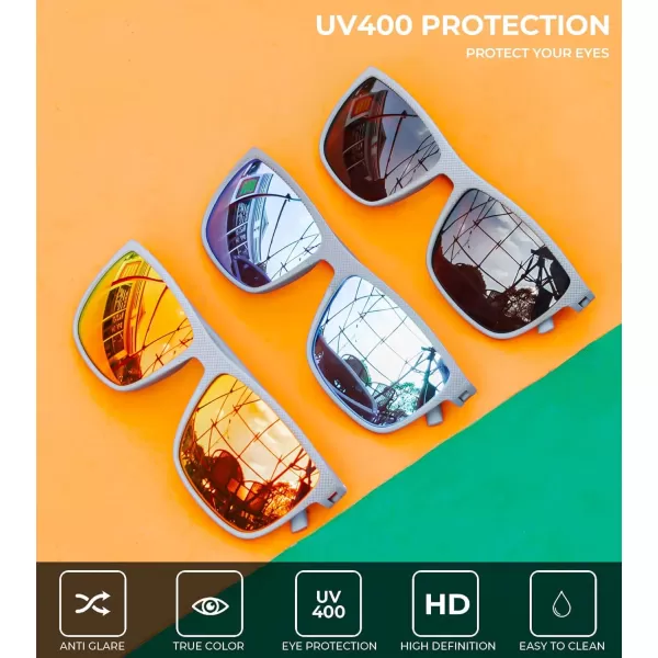KALIYADI Polarized Sunglasses for Men Lightweight Sun Glasses with UV Protection for Driving Fishing Golf3 Pack Z Frame Greylens BlackIce BlueRed