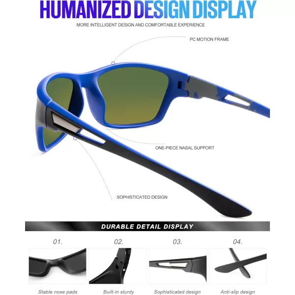 KALIYADI Polarized Sunglasses for Men Sports Sun Glasses for Driving Cycling Fishing with UV protection2 Pack BlackDark Blue