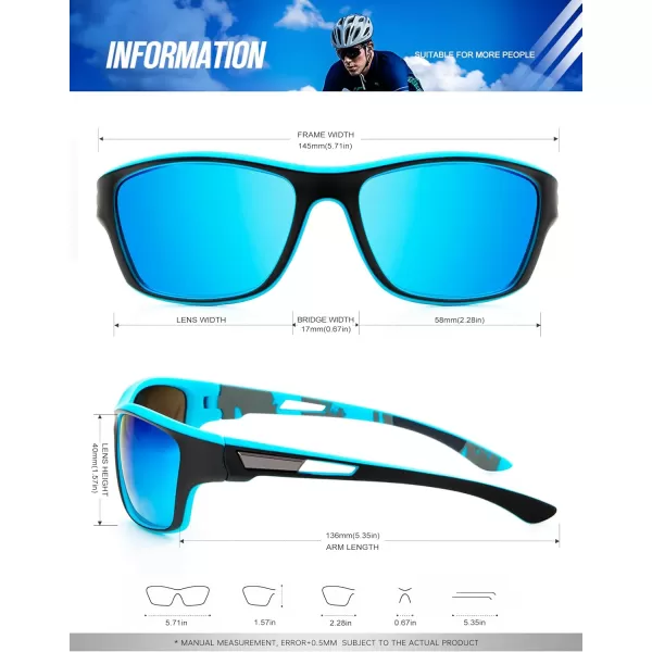 KALIYADI Polarized Sunglasses for Men Sports Sun Glasses for Driving Cycling Fishing with UV protection2 Pack Ice BlueGreen