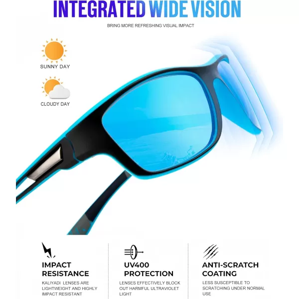 KALIYADI Polarized Sunglasses for Men Sports Sun Glasses for Driving Cycling Fishing with UV protection2 Pack Ice BlueGreen