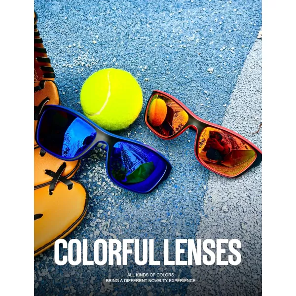 KALIYADI Polarized Sunglasses for Men Sports Sun Glasses for Driving Cycling Fishing with UV protection2 Pack Matt BlackRed