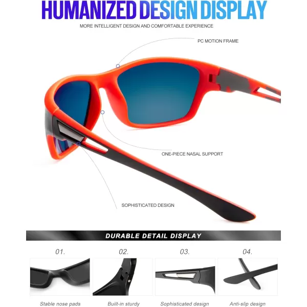 KALIYADI Polarized Sunglasses for Men Sports Sun Glasses for Driving Cycling Fishing with UV protectionDark BlueGreenRed