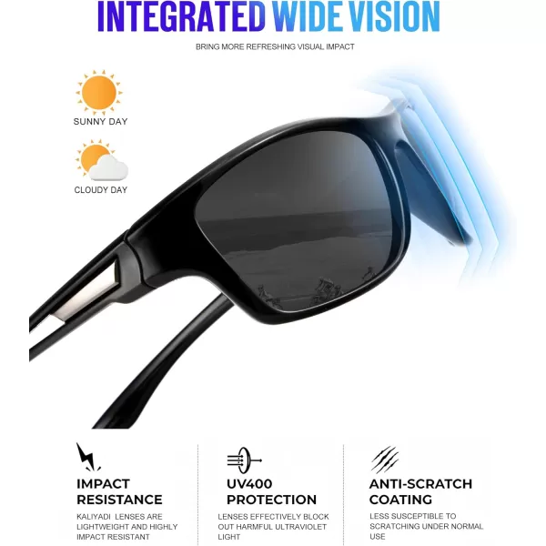 KALIYADI Polarized Sunglasses for Men Sports Sun Glasses for Driving Cycling Fishing with UV protectionGlossy BlackGlossy BlackGlossy Black