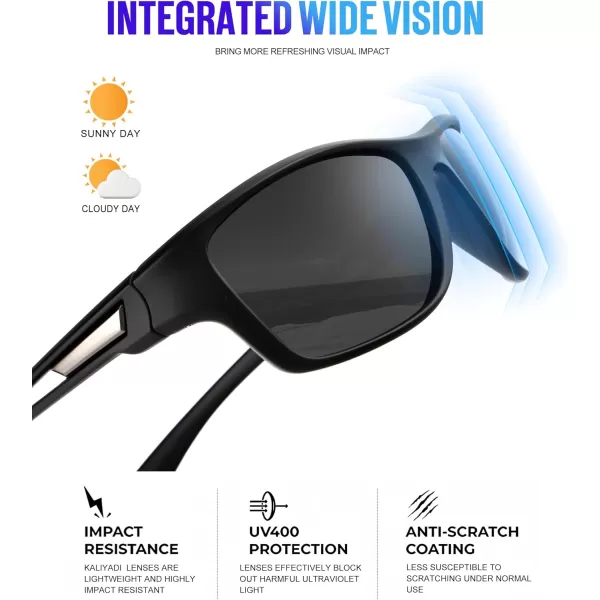 KALIYADI Polarized Sunglasses for Men Sports Sun Glasses for Driving Cycling Fishing with UV protectionMatte BlackDark BlueGreen