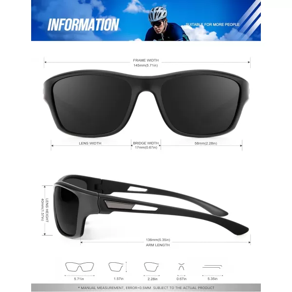 KALIYADI Polarized Sunglasses for Men Sports Sun Glasses for Driving Cycling Fishing with UV protectionMatte BlackDark BlueGreen