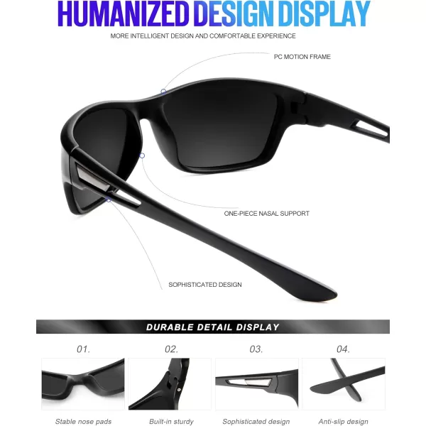 KALIYADI Polarized Sunglasses for Men Sports Sun Glasses for Driving Cycling Fishing with UV protectionMatte BlackDark BlueGreen