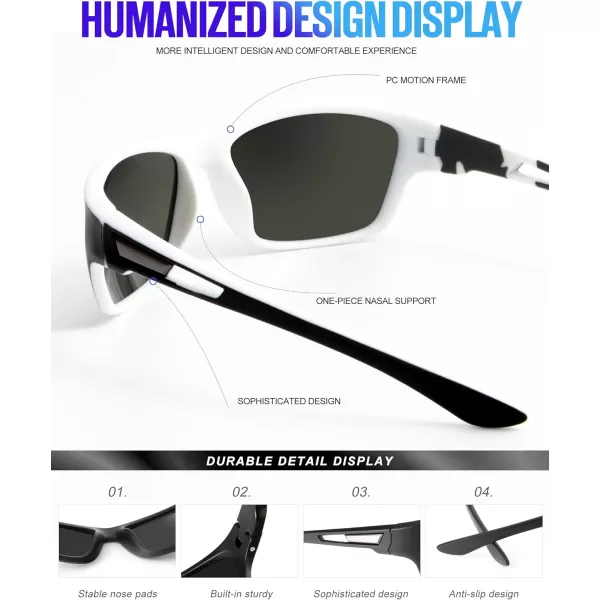 KALIYADI Polarized Sunglasses for Men Sports Sun Glasses for Driving Cycling Fishing with UV protectionMatte BlackIce BlueSilver