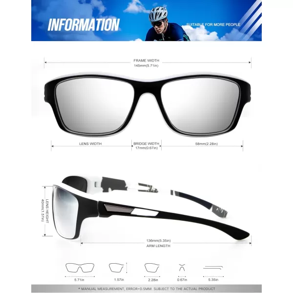 KALIYADI Polarized Sunglasses for Men Sports Sun Glasses for Driving Cycling Fishing with UV protectionMatte BlackIce BlueSilver