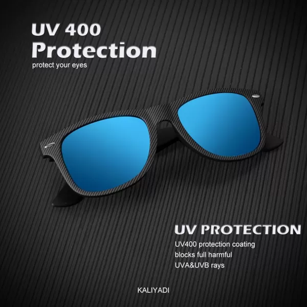 KALIYADI Polarized Sunglasses for Men and Women Matte Finish Sun glasses Color Mirror Lens UV Blocking 3 PackBlack Striped FrameblackIce BlueRed