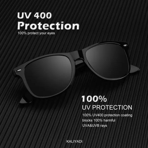 KALIYADI Polarized Sunglasses for Men and Women Matte Finish Sun glasses Color Mirror Lens UV Blocking 3 PackBlackBlack G15Glossy Black