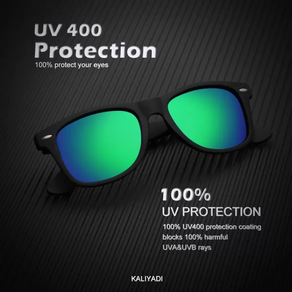 KALIYADI Polarized Sunglasses for Men and Women Matte Finish Sun glasses Color Mirror Lens UV Blocking 3 PackBlackBlackMirror Green