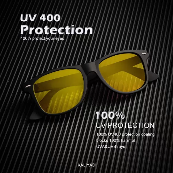 KALIYADI Polarized Sunglasses for Men and Women Matte Finish Sun glasses Color Mirror Lens UV Blocking 3 PackBlackBlackNight Vision