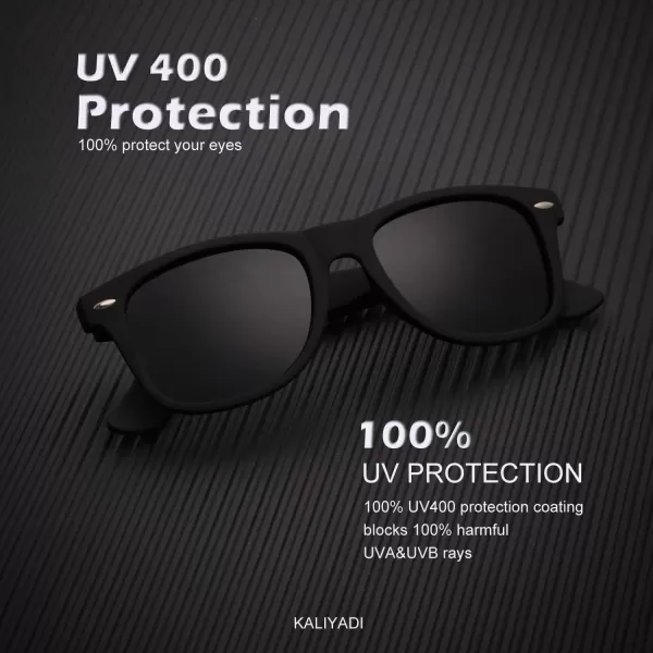 KALIYADI Polarized Sunglasses for Men and Women Matte Finish Sun glasses Color Mirror Lens UV Blocking 3 PackBlackBlackOrange