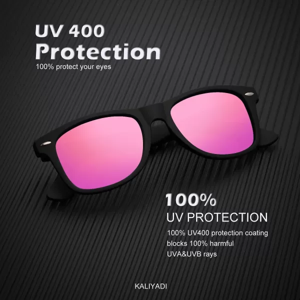 KALIYADI Polarized Sunglasses for Men and Women Matte Finish Sun glasses Color Mirror Lens UV Blocking 3 PackBlackBlackPink
