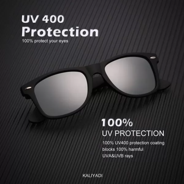 KALIYADI Polarized Sunglasses for Men and Women Matte Finish Sun glasses Color Mirror Lens UV Blocking 3 PackBlackBlackSilver