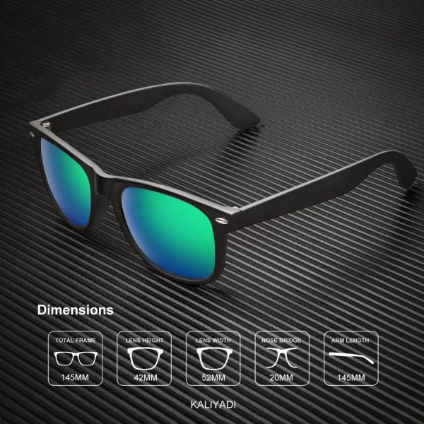 KALIYADI Polarized Sunglasses for Men and Women Matte Finish Sun glasses Color Mirror Lens UV Blocking 3 PackBlackBlueGreen