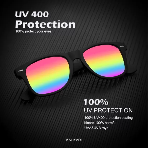 KALIYADI Polarized Sunglasses for Men and Women Matte Finish Sun glasses Color Mirror Lens UV Blocking 3 PackBlackDark BlueRainbow