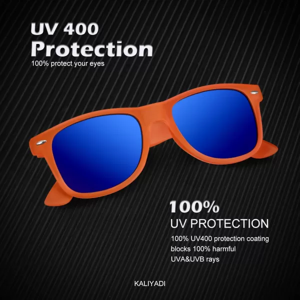 KALIYADI Polarized Sunglasses for Men and Women Matte Finish Sun glasses Color Mirror Lens UV Blocking 3 PackBlackOrange Dark BlueBlue Red