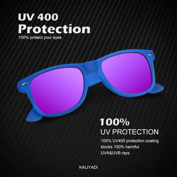 KALIYADI Polarized Sunglasses for Men and Women Matte Finish Sun glasses Color Mirror Lens UV Blocking 3 PackBlackPink Ice BlueBlue Purple
