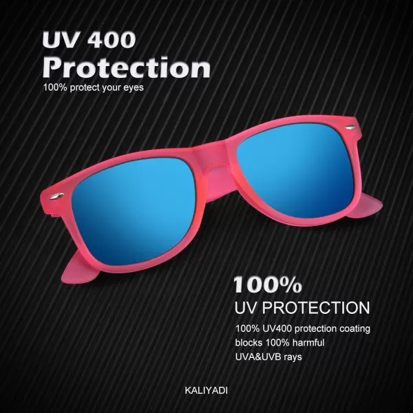 KALIYADI Polarized Sunglasses for Men and Women Matte Finish Sun glasses Color Mirror Lens UV Blocking 3 PackBlackPink Ice BlueBlue Purple