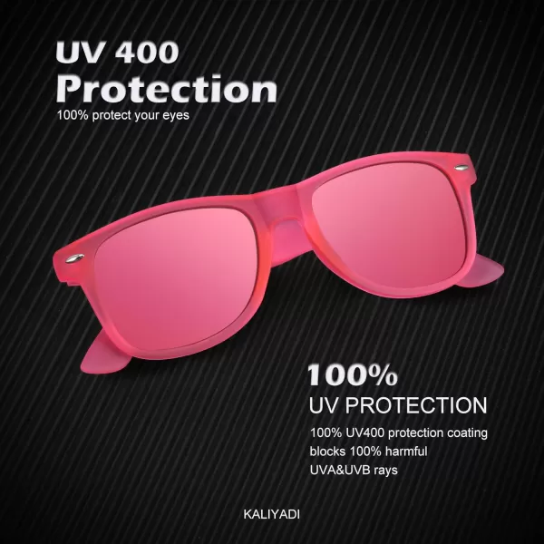 KALIYADI Polarized Sunglasses for Men and Women Matte Finish Sun glasses Color Mirror Lens UV Blocking 3 PackBlackPinkBlue Ice Blue