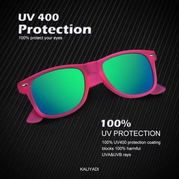 KALIYADI Polarized Sunglasses for Men and Women Matte Finish Sun glasses Color Mirror Lens UV Blocking 3 PackBlackPurple GreenMint Green Purple