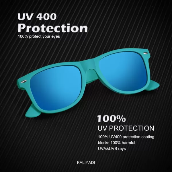 KALIYADI Polarized Sunglasses for Men and Women Matte Finish Sun glasses Color Mirror Lens UV Blocking 3 PackBlackPurpleMint Green Ice Blue