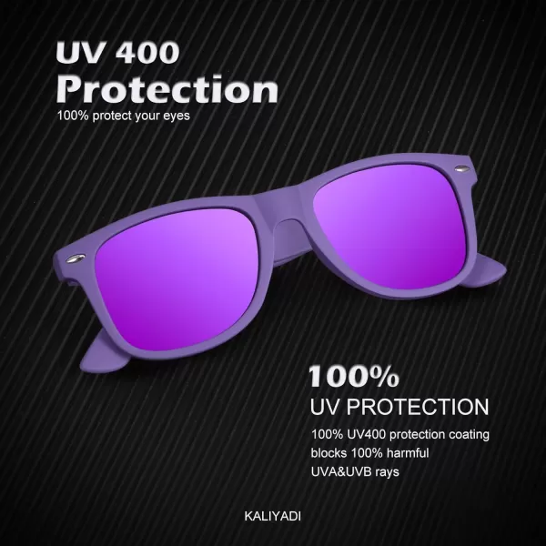 KALIYADI Polarized Sunglasses for Men and Women Matte Finish Sun glasses Color Mirror Lens UV Blocking 3 PackBlackPurpleMint Green Ice Blue