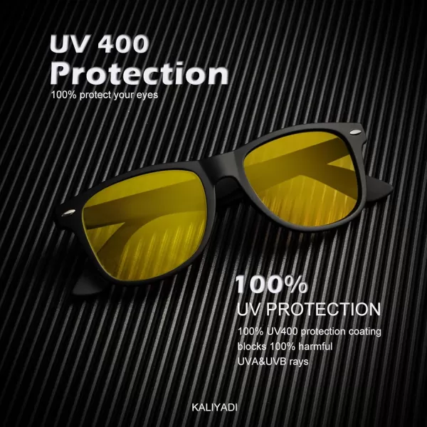 KALIYADI Polarized Sunglasses for Men and Women Matte Finish Sun glasses Color Mirror Lens UV Blocking 3 PackBlackRedNight Vision