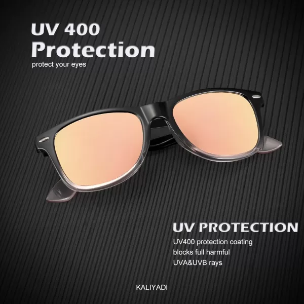 KALIYADI Polarized Sunglasses for Men and Women Matte Finish Sun glasses Color Mirror Lens UV Blocking 3 PackBlackRose PinkPink