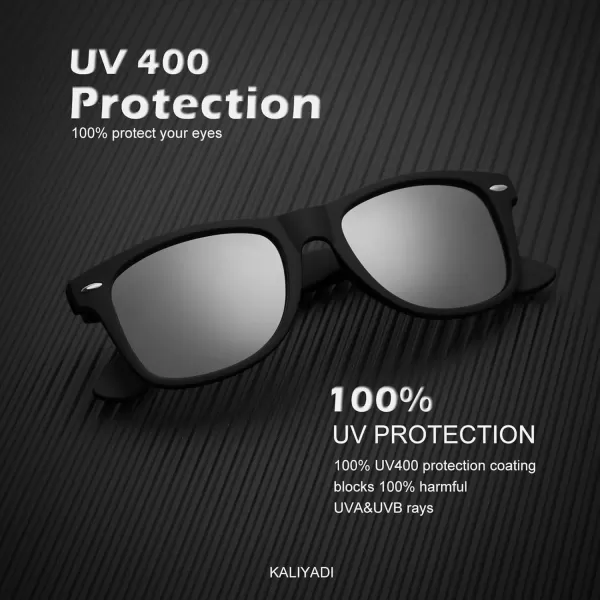KALIYADI Polarized Sunglasses for Men and Women Matte Finish Sun glasses Color Mirror Lens UV Blocking 3 PackBlackSliverNight Vision