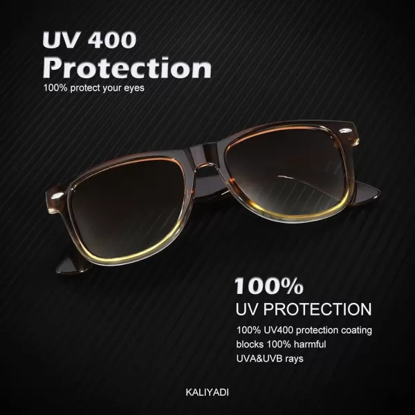 KALIYADI Polarized Sunglasses for Men and Women Matte Finish Sun glasses Color Mirror Lens UV Blocking 3 PackBlackTortoise BlackGradient Brown